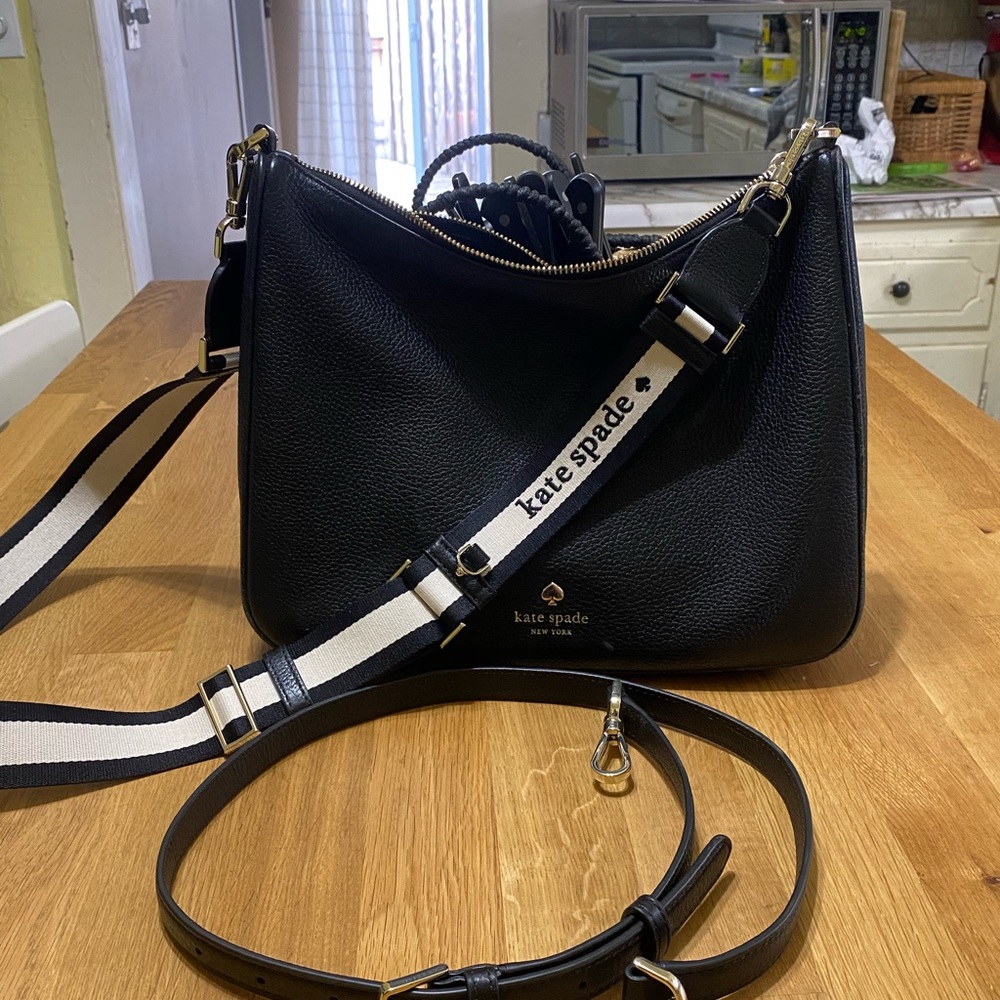 Kate Spade Black Leather crossbody bag with an extra strap